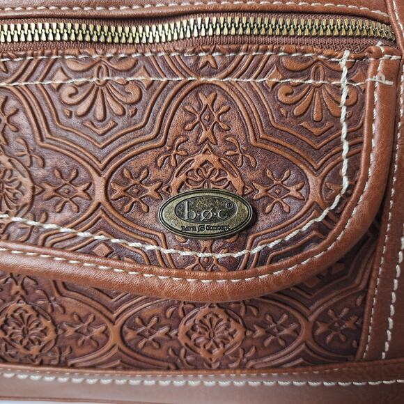 BOC Born Concept Purse Cross Body Boho Shoulder Bag Embossed Saddle Brown - Picture 2 of 16